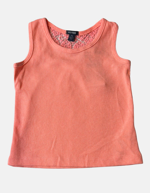 Coral Sleeveless Ribbed Tank Top